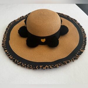 Betsey Johnson Tan Wide Brim Hat EUC